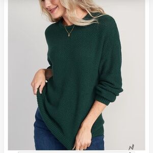 Crewneck Knit Sweater in Dark Green